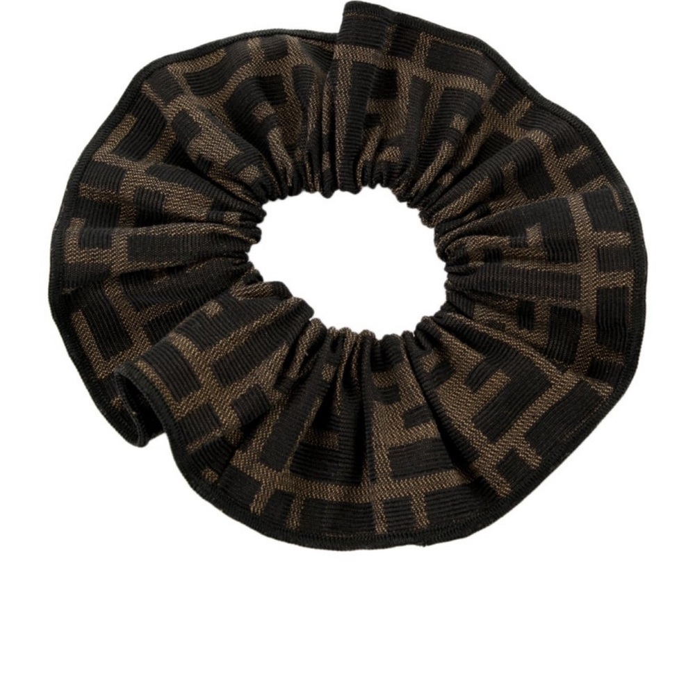 Fendi Black and Brown Hair Scrunchie